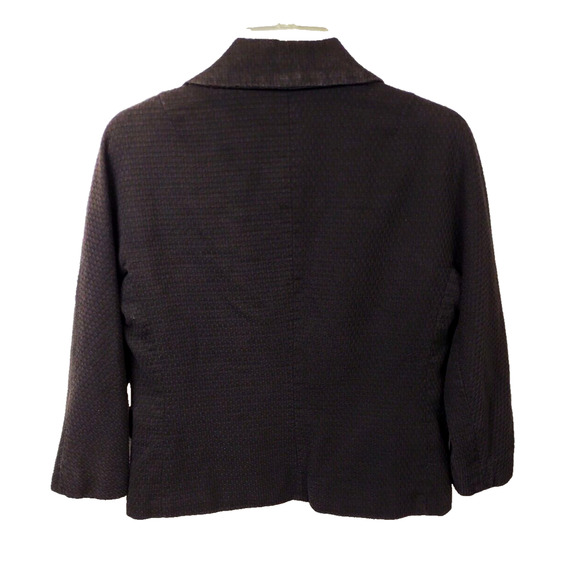 Chicos Black Career Office Blazer Textured Lined w Snap Closure Pockets Size 1 M - Picture 4 of 8